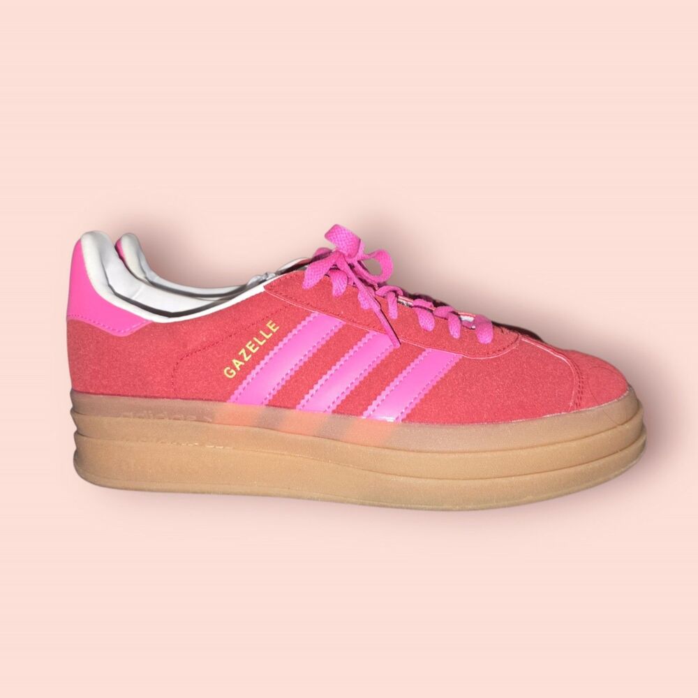 Adidas Gazelle Bold Platform Sneakers Red Pink Suede Elevated IH7496 Retro